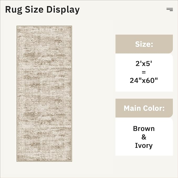 Soalmost Runner Rug 2x5 Washable Non-Slip Kitchen Runner Rugs