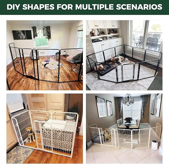 FXW Homeplus Unleashed Indoor Dog Playpen - Stress-Free and Safe Play, Heavy Duty 32 Inch 16 Panels Dog Pen for Small and Medium Dogs, Black│Patented