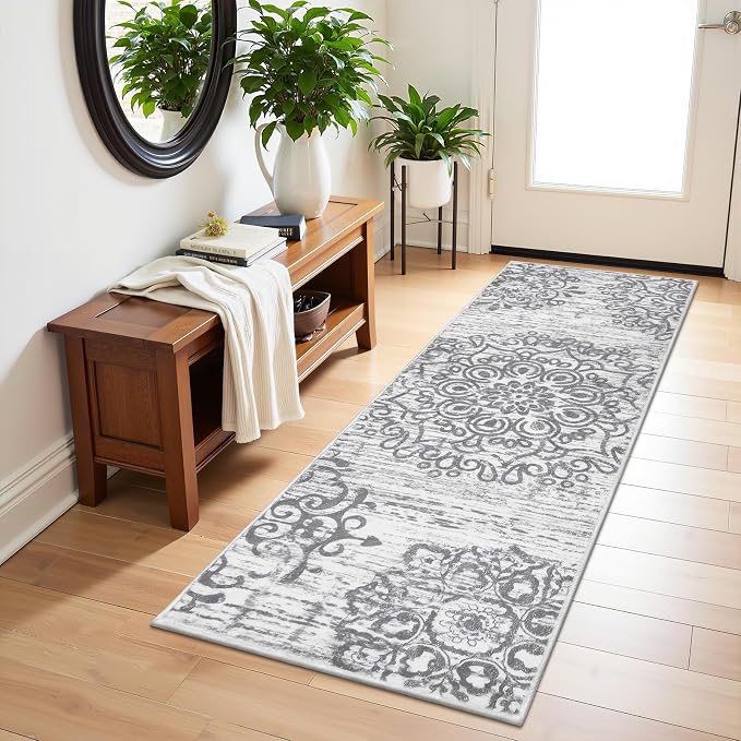 HEBE Hallway Runner Rug 2'x6' Washable Vintage Kitchen Rugs Non Slip Laundry
