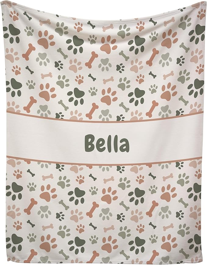 Prints Next Day – Custom 30" x 40" Fleece Pet Lightweight Blanket Personalized with Pet Lightweight's Name - Paw Pattern - Gift for Dog Owners - Printed in America
