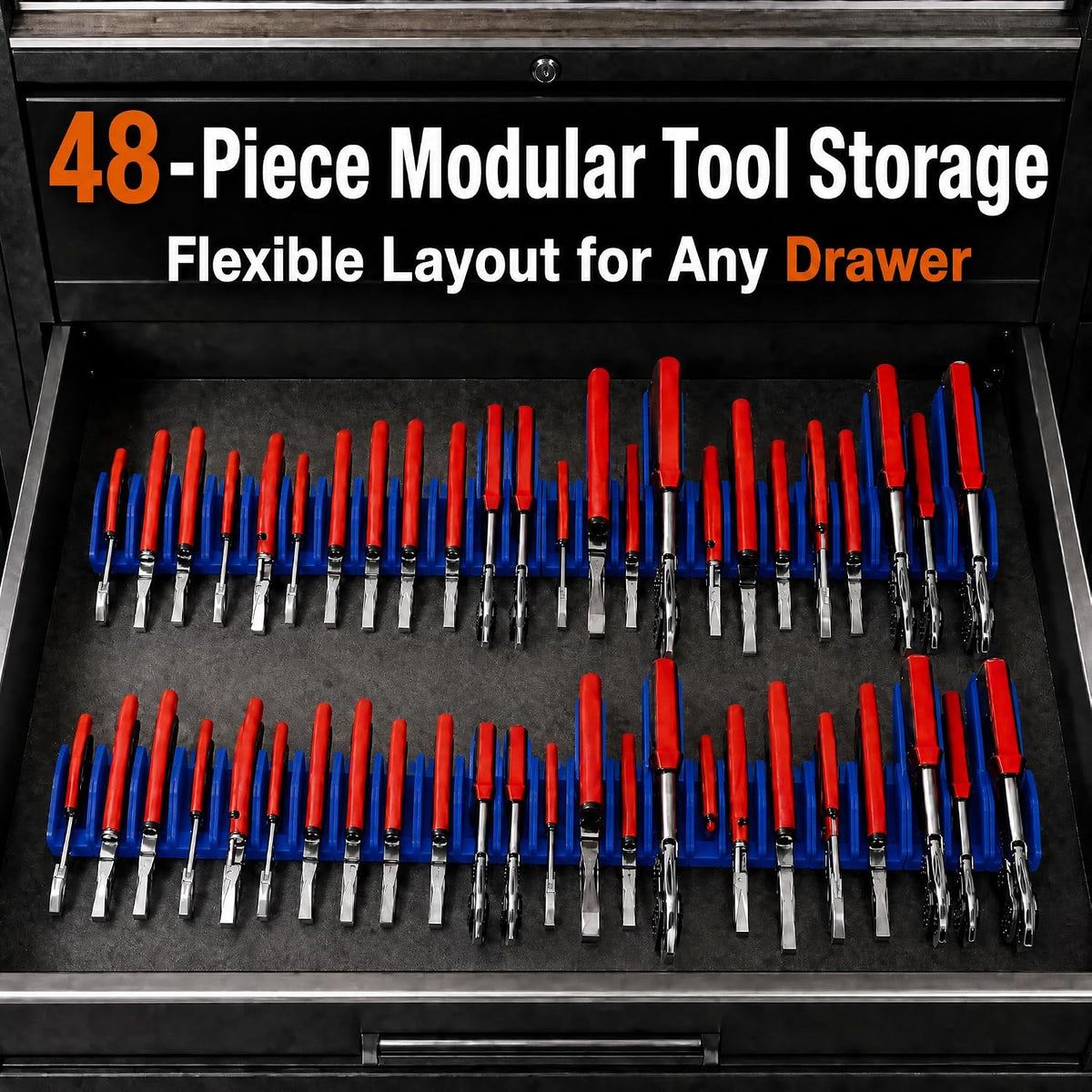48Pcs Modular Plier Organizer for Tool Box Drawer, Custom Layout, 0.9" Slot