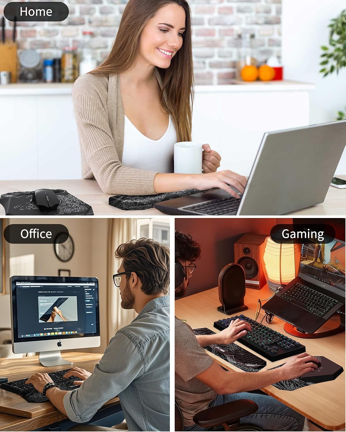 Ergonomic Mouse Pad with Wrist Rest & Keyboard Wrist Rest Support Set