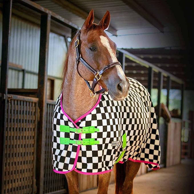 Jeffers Expression Fleece Cooler for Horses, Standard Neck, Skater Cowgirl 78"- Equine Towel Blanket, Moisture Absorbent, Light Weight, Best for Drying, Exercise, Bathing, Adjustable Belly Bands