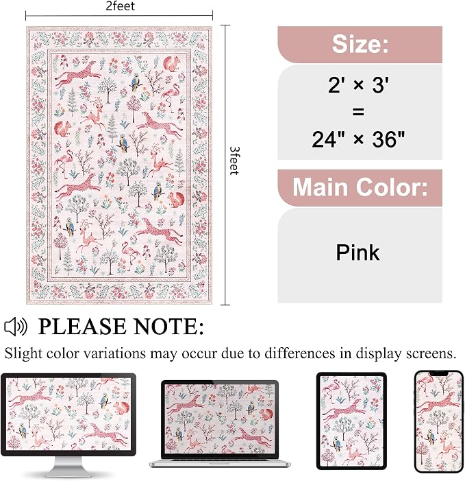 DUKINO 2x3 Rug, Washable Animal Rugs