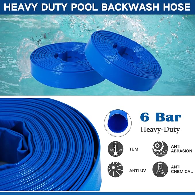 Eastrans 1 1/2 in x 50 ft Pool Backwash Hose Kit