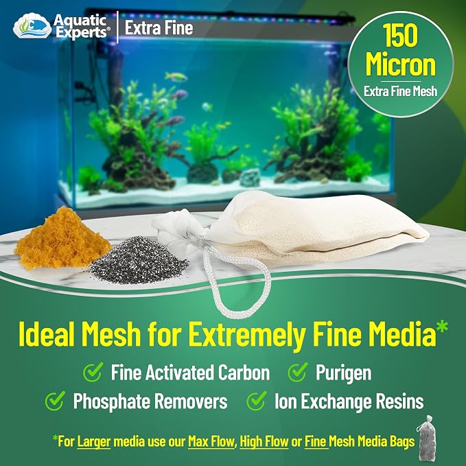Aquatic Experts Extra Fine Aquarium Media Bag, Durable Drawstring Bags