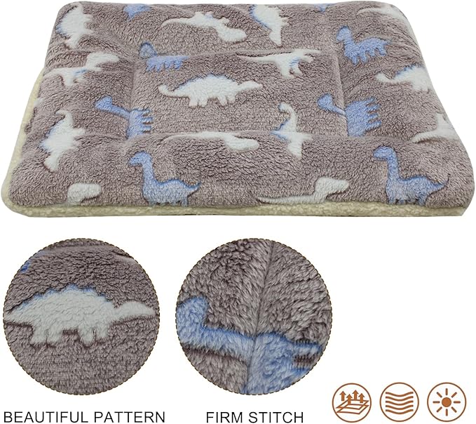 Cat Dog Bed Mat & Blanket, Reversible Pets Crate Pad Bed Mat and Ultra Soft Warm Fleece Calming Blanket for Small Puppy Kitty, Washable