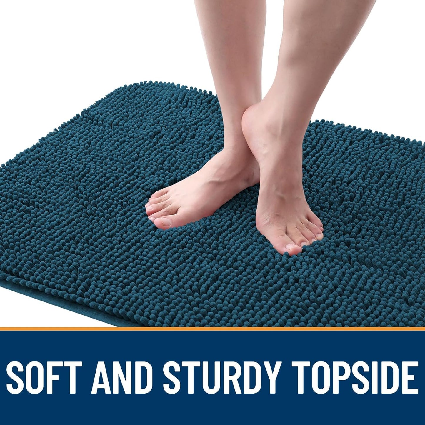OLANLY Dog Door Mat for Muddy Paws 47x32, Absorbs Moisture and Dirt, Absorbent Non-Slip Washable Doormat, Quick Dry Chenille Mud Mat, Entry Indoor Entryway Carpet for Inside Floor, Atlantic Blue
