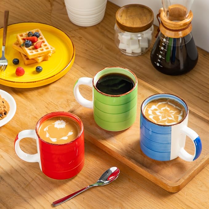 vancasso Bonita Ceramic Coffee Mug Set of 6, 16 Oz Coffee Cups