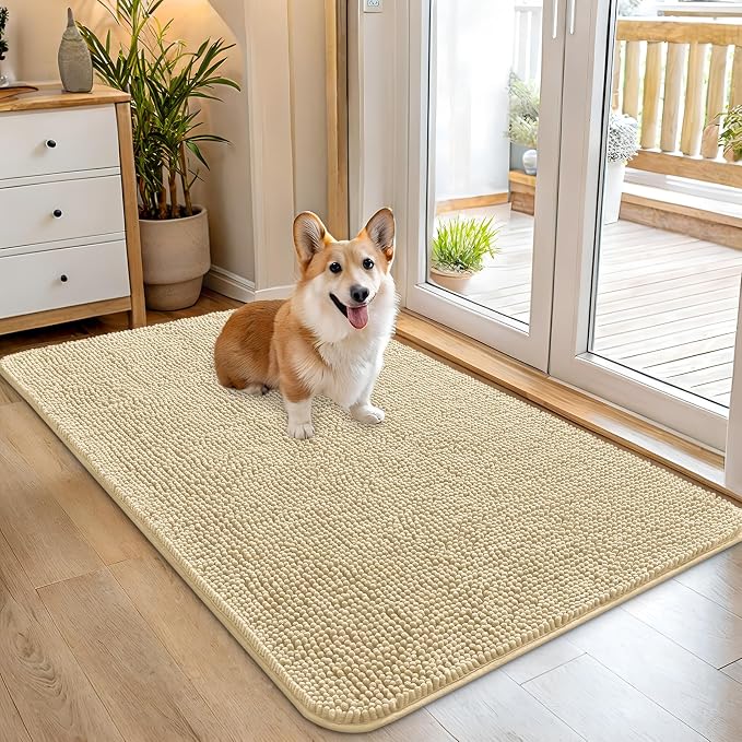 OLANLY Dog Door Mat for Muddy Paws 45x27, Absorbs Moisture and Dirt, Absorbent