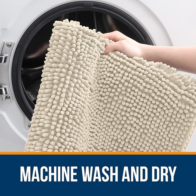 OLANLY Large Bathroom Rugs 45x27, Extra Soft Absorbent Chenille Bath Rugs