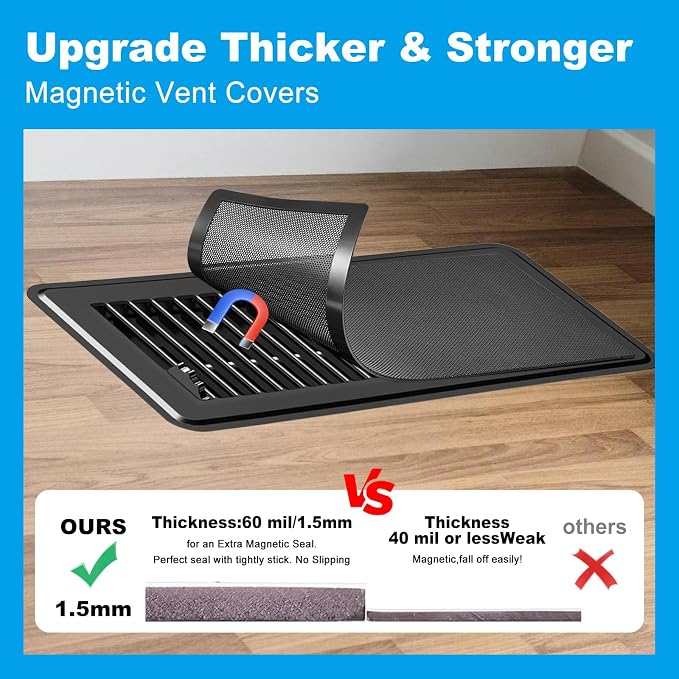 6-Pack Black Magnetic Vent Covers 5.5x12 Inch