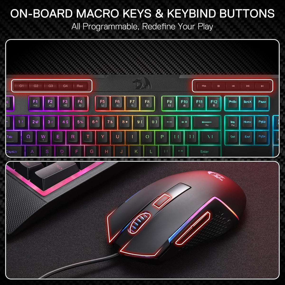 Redragon S151 Combo, K525 Membrane Gaming Keyboard + M616 10000 DPI Mouse