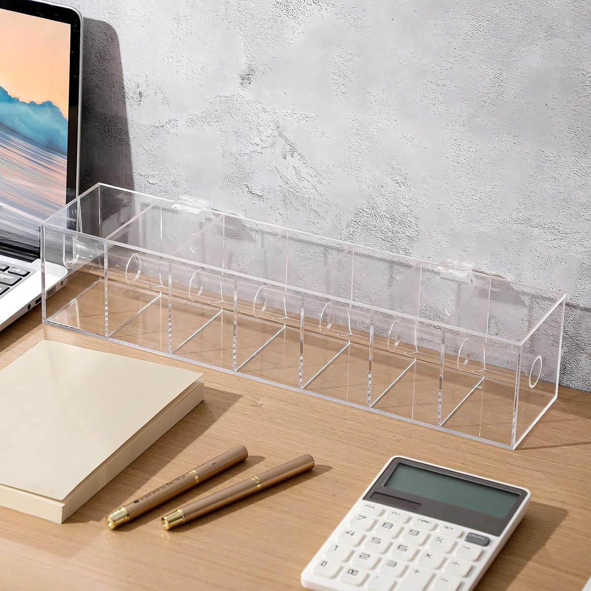 DoubleFill Day of the Week Sticker Dispenser 2.17" Square Acrylic Sticker Roll Holder Covered Label Dispenser Wall Mount 7 Slot Holder for Office Desktop Stickers, Clear, Single Layer(No Label)