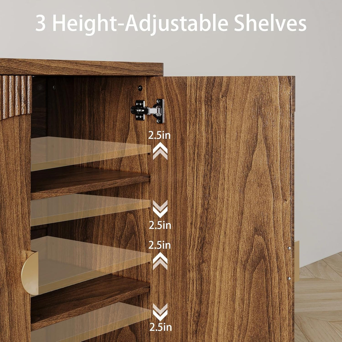 31.5"Sideboard Buffet Cabinet with 3 Adjustable Shelves & 2 Doors (Walnut)