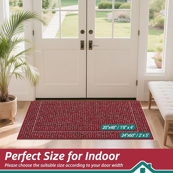 BEQHAUSE Dirt Trapper Door Mat 20" x 48", Non-Slip Washable Doormats Entrance