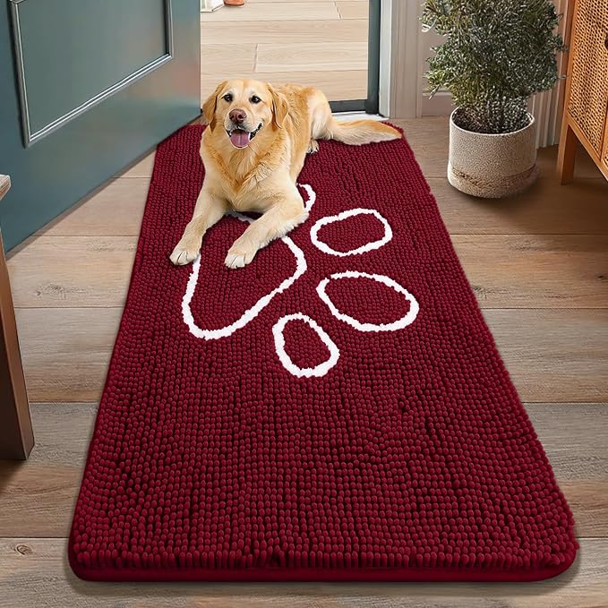 Smiry Dog Door Mat for Muddy Paws, Absorbent Dirt Trapper Non Slip Quick Dry