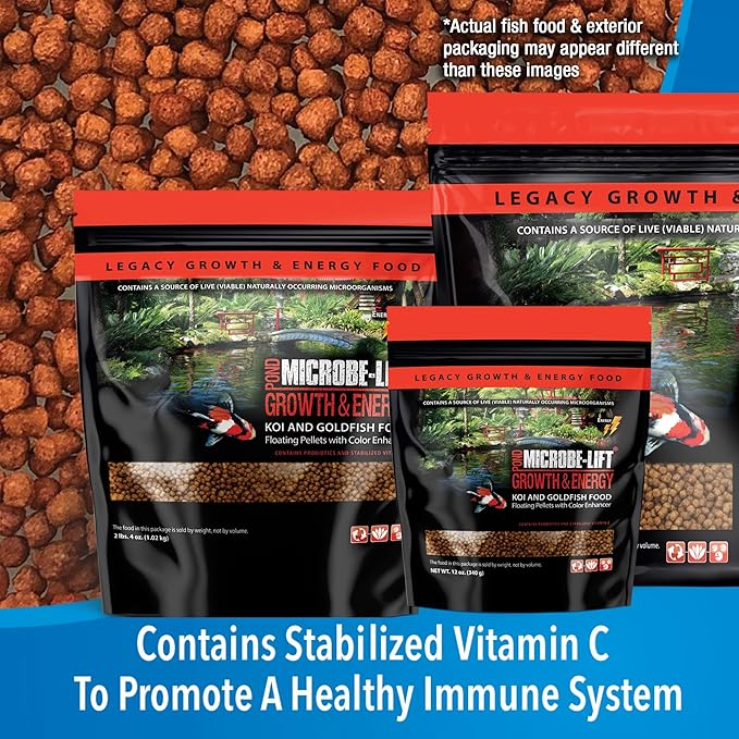 MICROBE-LIFT MLLHGEBAG High Growth and Energy Floating Fish Food Pellets for Ponds, Water Gardens, and Fountains, Safe for Live Goldfish and Koi, 40 Pounds
