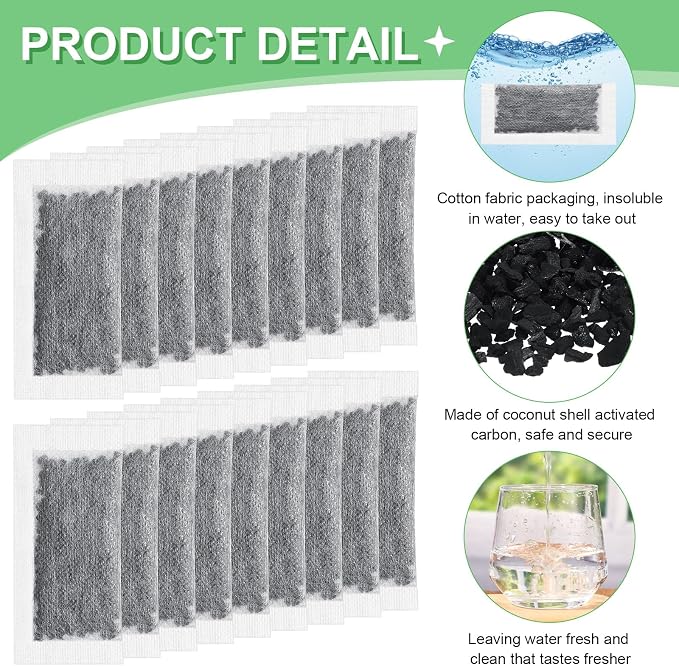 24 Packs Replacement Activated Charcoal Distiller Filters Coconut Shell
