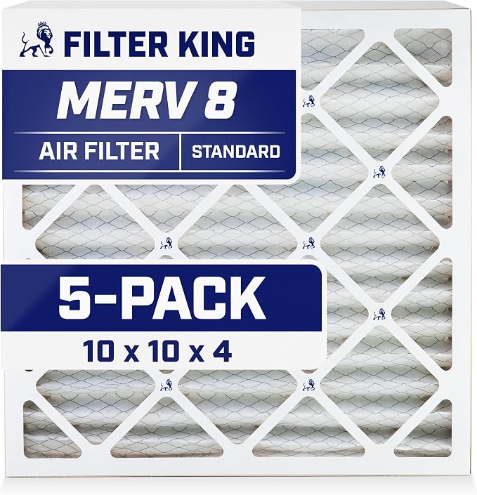Filter King 10x10x4 Air Filter | 5-PACK | MERV 8 HVAC Pleated A/C Furnace