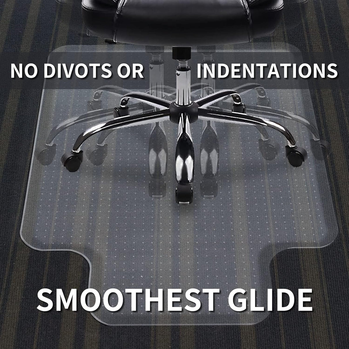 Chair Mat for Carpeted Floor with Lip,47''×36'' PVC Carpet Protector for Low Pile Carpets Heavy Duty Effective Grip Anti-Slip,Won't Crack,Easy to Clean for Office and Home
