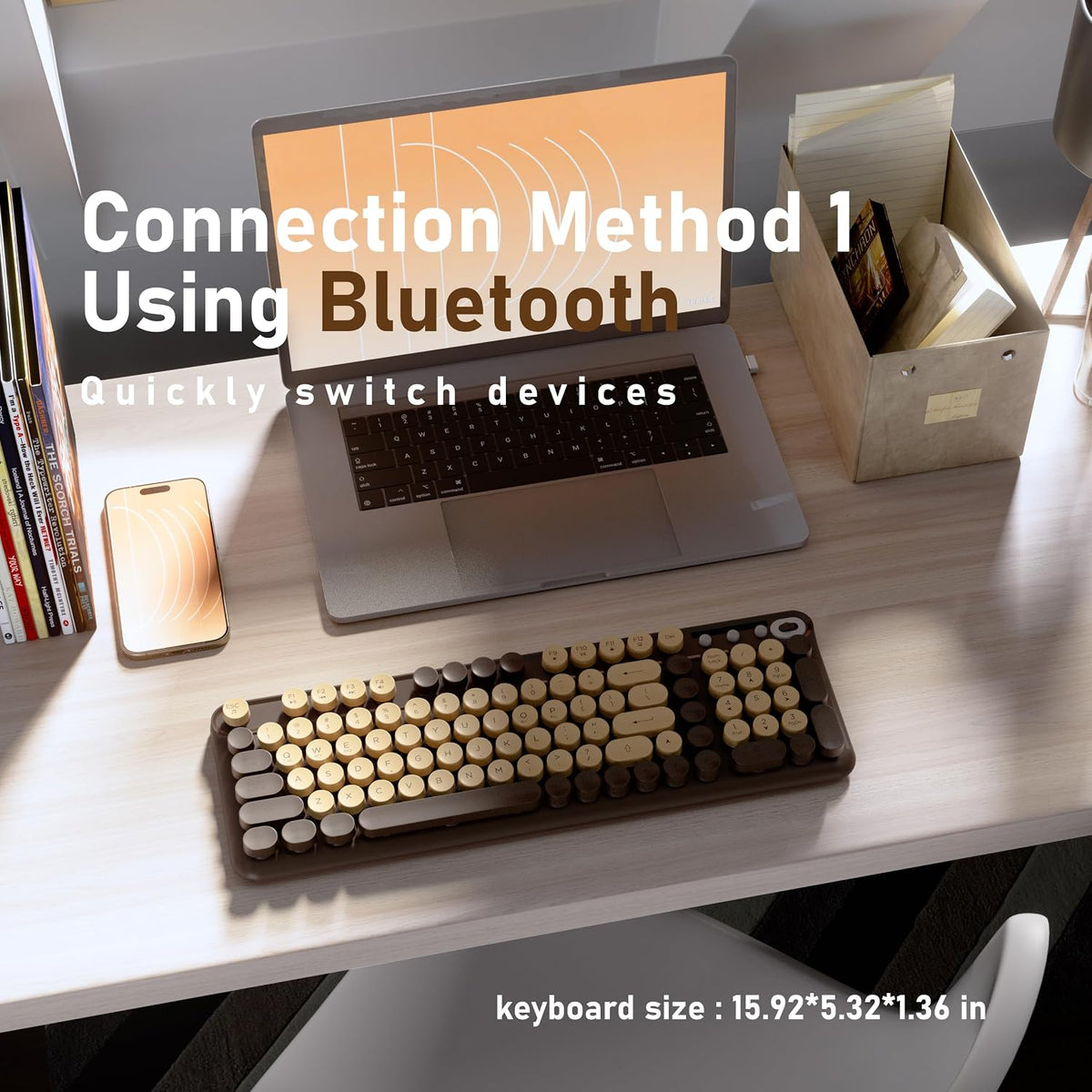 MPTOG Bluetooth Wireless Computer Keyboard (Coffee)