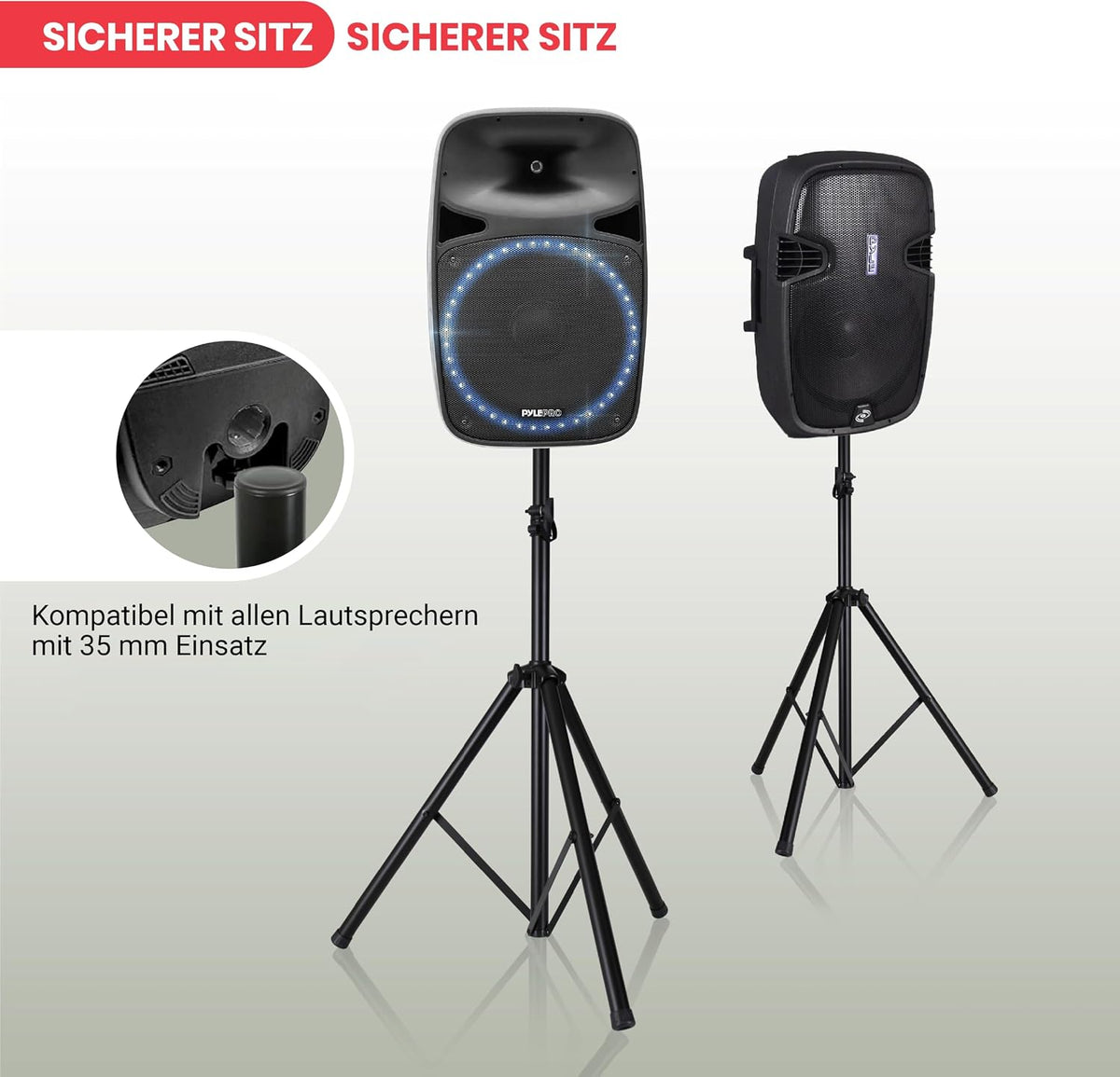 Pyle Universal Speaker Tripod Stand Mount - 6' Sound Equipment Holder Height Adjustable Up to 70 Inches For Speakers w/ 35mm Compatible Insert Perfect for Home, On Stage or In Studio Use