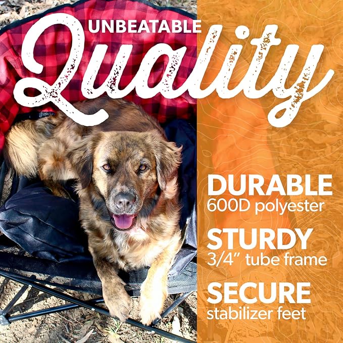 Kuma Outdoor Gear Lazy Bear Dog Bed with Carry Bag, Ultimate Portable Luxury Outdoor Dog Bed for Camping, Glamping & Outdoor Adventures (Red/Black)