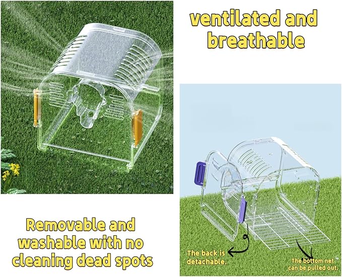 Portable Plastic Bird Cages，Travel Bird Cage,Lightweight Waterproof Ventilated Small Bird Cage,Outdoor Use Easy to Carry,for Small Birds, Budgies and Pet Birds (Yellow, B)