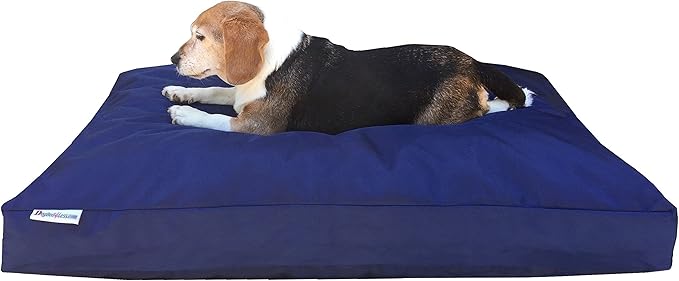 Dogbed4less Medium Shredded Memory Foam Dog Bed Pillow with Waterproof Liner and Heavy Duty Nylon Cover 37X27 Inches, Blue