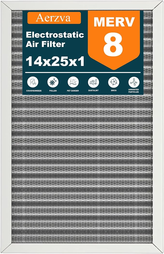 14x25x1 Reusable Air Filter, MERV 8, Permanent Electrostatic Air Filter