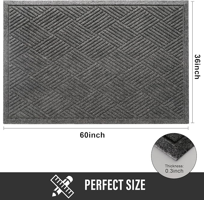 HIYARD Sturdy Front Door Mat, Absorbent Muddy Dirt Resist Welcome Door Mats