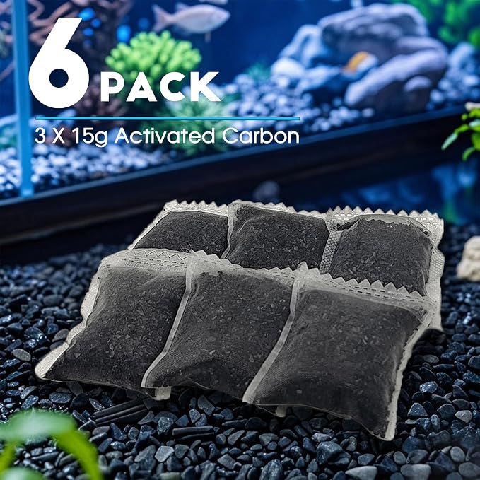 xcivi 6PCS Carbon Filter Media for Aquariums, Premium Activated Carbon