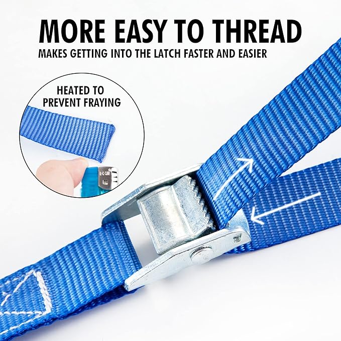 Cartman 1" x 12' Lashing Straps Cargo Tie-Down Strap Up to 600lbs, 6pk in Carry Bag, Blue