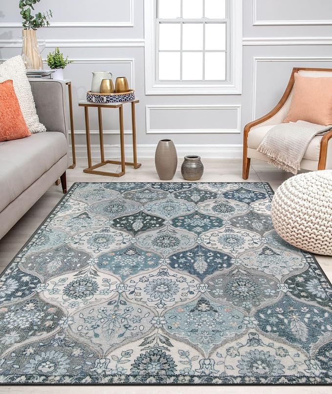 Lahome Moroccan Machine Washable Area Rugs, 4x6 Rug