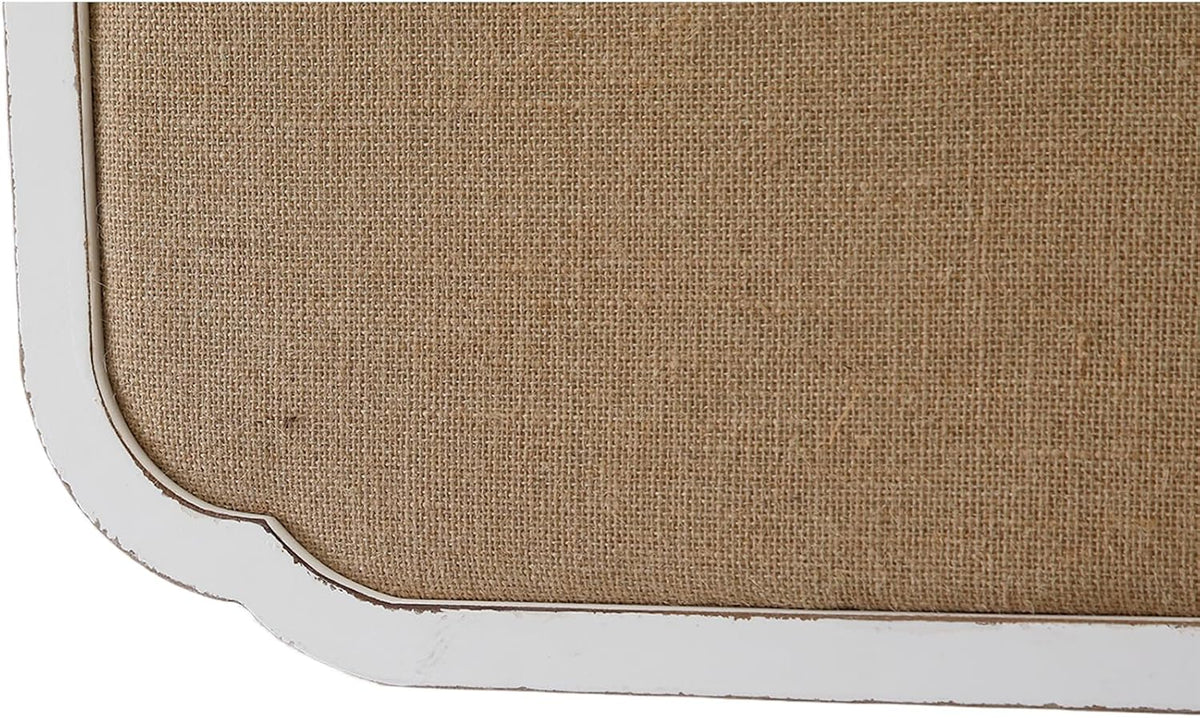 SOFE 17x24 Rustic Fabric Pin Board, Distressed White Frame Bulletin Board