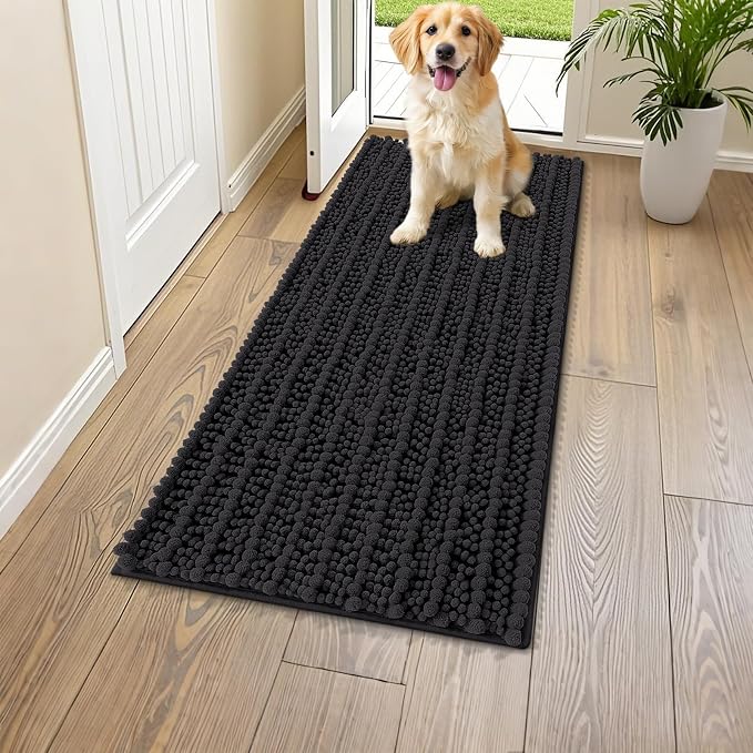 Smiry Dog Door Mat for Muddy Paws 47x24, Absorbent Dirt Trapper, Non-Slip