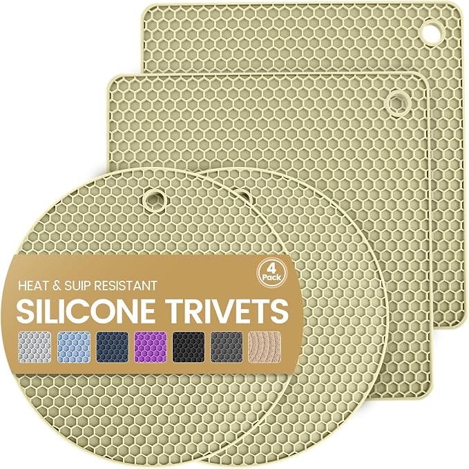 Silicone Trivet Mats 4 Heat Resistant Pot Holders Multipurpose Non-Slip Hot Pads