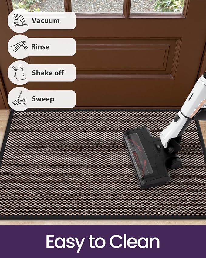 DEXI Ultra Thin Entryway Indoor Door Mat 24x36, Non Slip Rubber Backing Inside