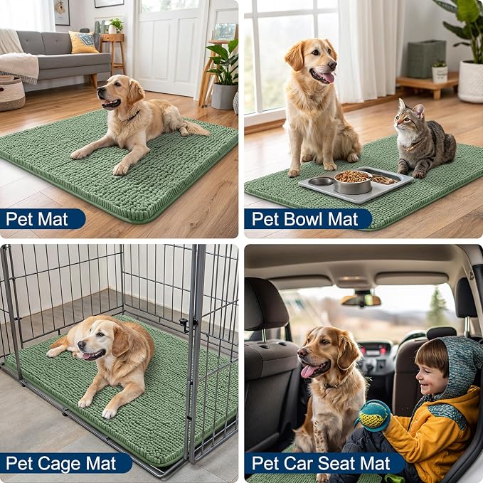 Smiry Dog Door Mat for Muddy Paws 47x24, Absorbent Dirt Trapper, Non-Slip