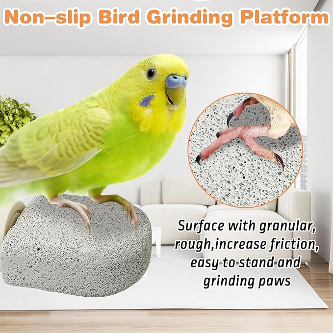 PINVNBY 8 PCS Bird Perch Bird Beak Grinding Stone Calcium Mineral Parrot Perch Foot Claws Trimmer Chew Toy Cage Accessories for Small Medium Budgie Cockatiel Conure Lovebird Finch