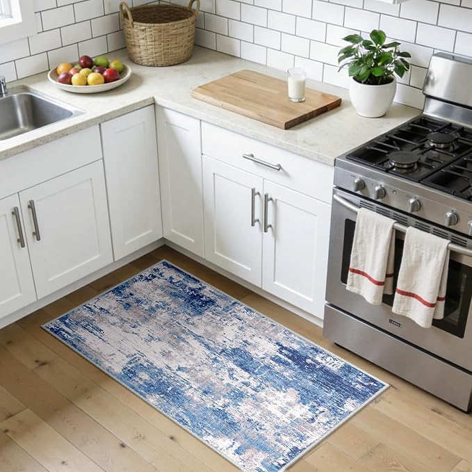 RELEANY Washable Area Rugs 2'x4' Non-Slip Modern Abstract Soft