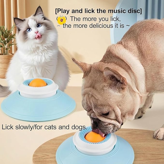Dog Lick Slow Feeder Bowl - Licking Sphere - Interactive Cat Enrichment Toy for Yogurt Peanut Butter Treats - Rolling Ball Puzzle Feeder for Mental Stimulation - Boredom Buster for Small Pets