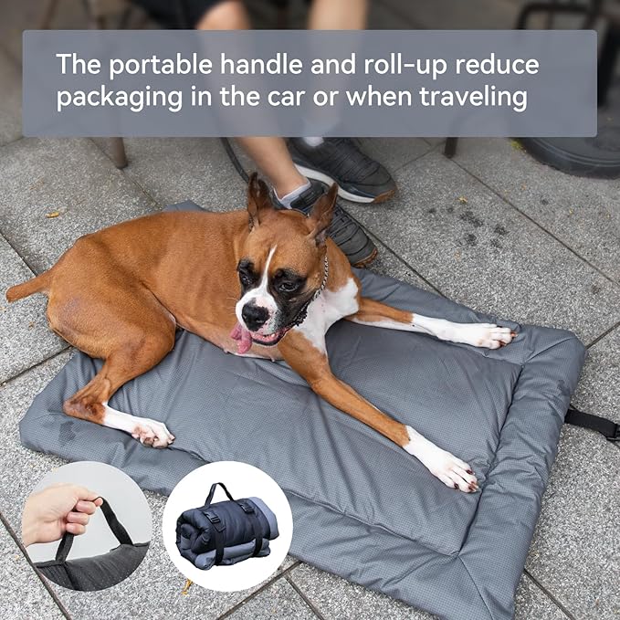 Kitgo Dog Bed for Camping and Outdoor Travel, Waterproof Dog Bed Travel Accessories, Rollable Portable Pet Mat Travel Bed for Dog, Waterproof and Washable (35.43x23.62in)