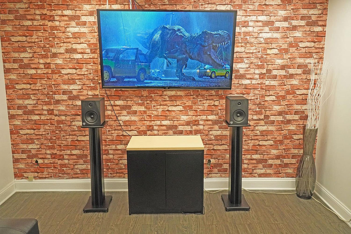 Rockville SS36B Black Wood Grain 36" Solid Home Speaker Stands Pair