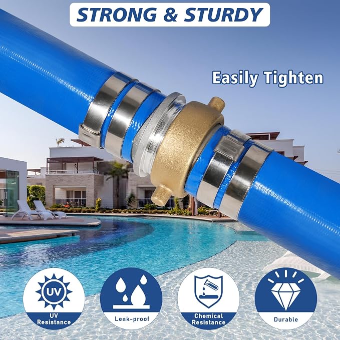 2" x 100 ft Backwash Hose for Swimming Pools, Heavy Duty PVC Lay Flat Water