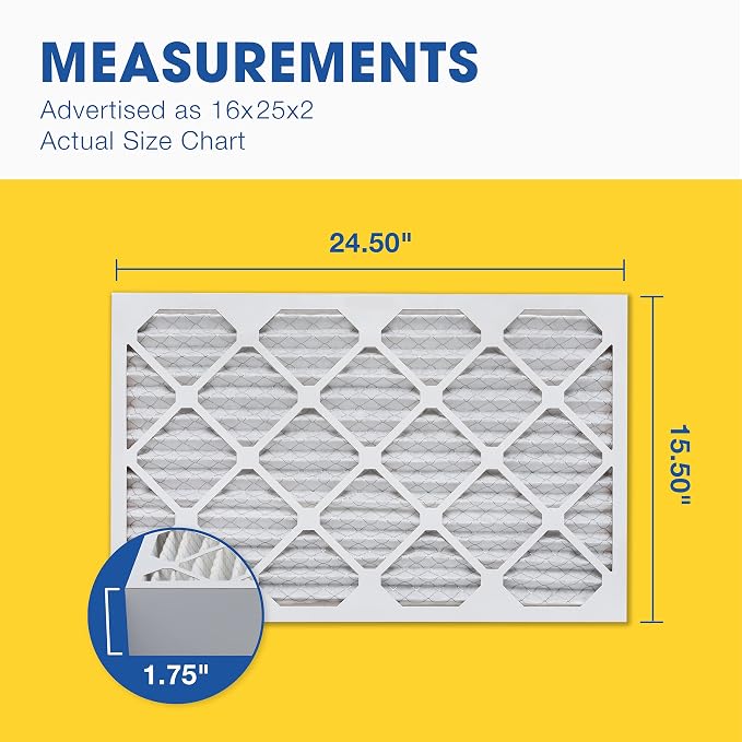 Aerostar 16x25x2 MERV 13 Pleated Air Filter, AC Furnace Air Filter, 12 Pack