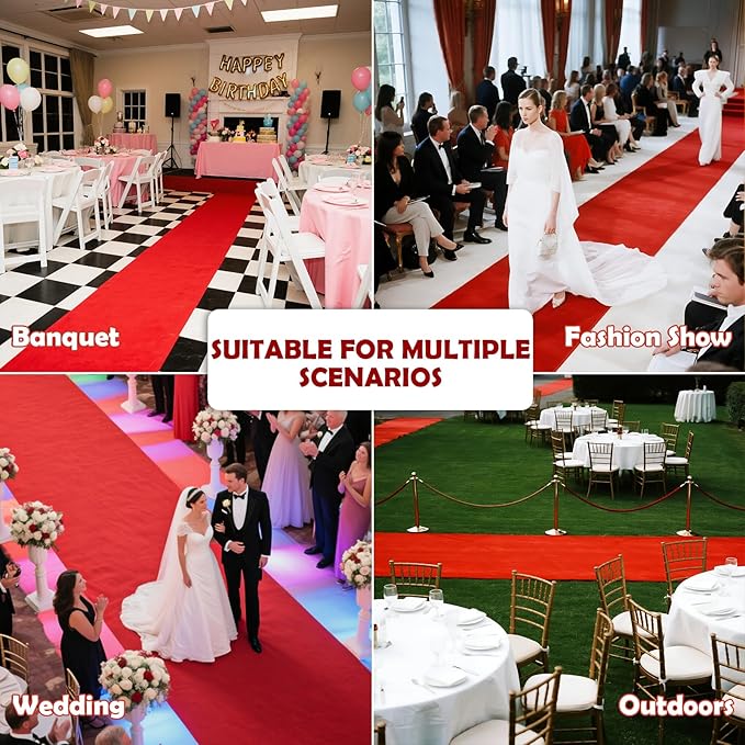 450 GSM Extra Thick Waterproof Red Carpet Runner for Events Decorations, 3X15 Ft Not Slip Red Runner Aisle Runway Rug for Wedding, Party, Banquet, Activity Entrance and Special Events Decorations
