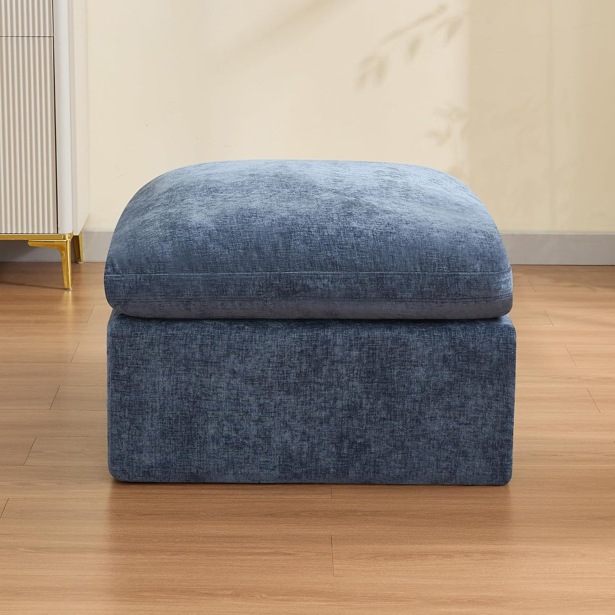 33.5'' Cloud Ottoman for Modular Sofa, Comfy Chenille Upholstered Footrest with Memory Foam, Fully Compressed Packaging, Oversized Ottoman Bench for Living Room or Small Space, Blue