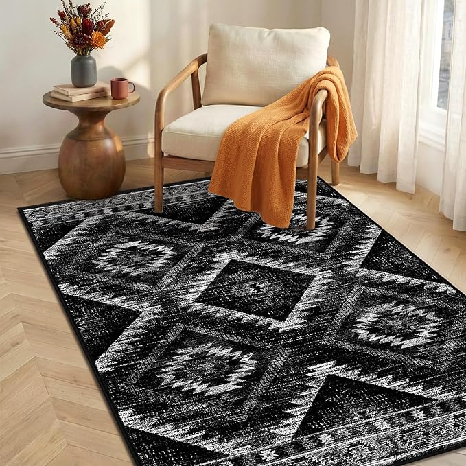 BESTSWEETIE Area Rug 3x4 Rug Machine Washable Non-Slip Low Pile Print Pattern